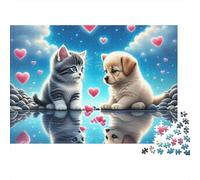 Kitten Puppy Love 1000 Piece Jigsaw Puzzles for Adults - Challenging Brainteasing Adults Jigsaw Puzzle, 1000pcs Puzzle for Home Decoration 52x38cm/1000pcs
