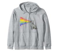 Kitten Rainbow Vomit Funny Animal Art Zip Hoodie