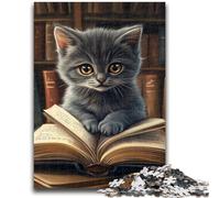 Kitten Reading 1000 Piece Jigsaw Puzzle for Adults Teens,Challenging Game Gifts for Is Ideal As A Gift for The Whole Family (50x75cm)