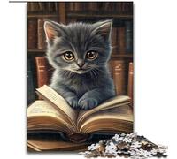 Kitten Reading 1000 Piece Jigsaw Puzzles for Adults & Teens, Stress Reliever Staycation Kill Time Enhance Love between Couples (size 26x38cm)
