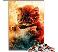 Kitten Reading A Newspaper Jigsaw Puzzles 1000 Pieces for Adults Teens, Brain Intelligence Challenge Addictive Toys for Home Decoration (50x75cm)