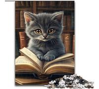 Kitten Reading Jigsaw Puzzles for Adults Teenagers Jigsaws Puzzle, Family Activity Fun at Home Activities, Birthday Present,Travel Gifts (size 50x75cm)