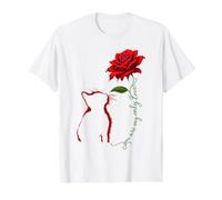 Kitten Rose Cat Red Rose Silhouette You are My Only Love Value Graphic T-Shirt, Men, White, XL