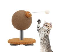 Kitten Scratcher Toy - Woven Sisal Cat Ball, Compact Scratch Tool | Suction Mounted Design with Interactive, Fun Enrichment for Indoor Apartment Bedroom Living Room Small Space Play