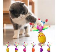 Kitten Self Play Roly-Poly Easter Egg Cat Toys,Cat Tumbler Egg Toys with Feather and Bell,6 Choice,C at Feather Bell Toy and Interactive Kitten Toys for Indoor Cats (B)
