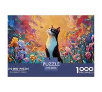 Kitten Sits in The Garden 1000 Piece Sturdy Cardboard Jigsaw Puzzles Kitty Stress Releasing Creative Game Puzzles For Adults And Kids 38x26cm/1000pcs