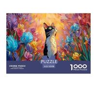 Kitten Sits in The Garden 1000 Piece Sturdy Cardboard Jigsaw Puzzles Kitty Unique Challenging Creative Game Puzzles for Toddlers 52x38cm/1000pcs