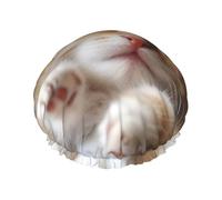 Kitten Sleeps Shower Cap Reusable Elastic Bath Caps Waterproof Bath Hair Hat for Women Men Spa Salon Large Shower Bonnet Double Layer Bathing Hair Cap for Long Hair, Braids