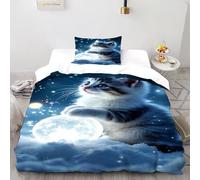 Kitten Snowball Bedding Set 2 Pieces Theme Bedspread Space Theme Animal Theme Domestic Animals Marine Animal Duvet Cover Set Microfiber Quilt Cover Suitable for Family,couple,children with Pillow Sing