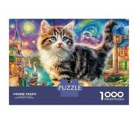 Kitten Splash 1000 Pc Premium Cardstock Jigsaw Puzzle in Flower Field for Couple Partners, Concentration Puzzle, Indoor Leisure Time, Perfect Housewarming Gift 38x26cm/1000pcs