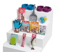 Kitten Starter Kit - Reflective Collar, Food Bowls, Litter Accessories, Interactive Cat Toys, Grooming Tools, Treats - Perfect New Cat Owner Gift & Essential Pet Care Set (Red Trim Collar)