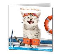 Kitten "Swimming Lessons" Birthday Card