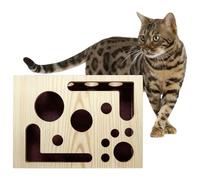 kitten toys ，Cat scratch puzzle rich box, interactive cat nail file scratch rich box, indoor cat scratch wooden toy box, with 3 small balls as a gift