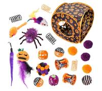 Kitten Toys, Kitten Toys for Indoor Kittens, Halloween Themed Catnip Toy Set, Interactive Kitten Toys, Hide and Seek Toys, More Toy