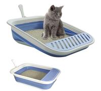 Kitten Training Litter Box, Collapsible Low Entry Kitten Litter Box Shallow LitterBox Senior Cats Anti-Splashing Open Potty Pan Scoop Leak-Proof Pedal Cat Toilet No Smell Easy Clean