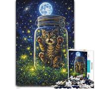 Kitten Trapped in A Magic Jar Adult Puzzle, Wooden Jigsaw, 300 Pieces | For gifting: Jigsaw Puzzle - clear motif details for easier section planning at home.