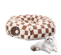 Kitten Tunnel Nest - 86x26cm Washable Velvet Bed, Cat Donut Sleeping Spot | Small Dog Bunny Indoor Apartment Balcony Winter Play Enrichment Soft Warm Comfortable Removable Cushion Pet Furniture
