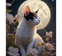 Kitten Under The Moon Animal Series Wooden Puzzle, Dust - Free Perfect Interlocking, Suitable for Home Decoration, Birthday Gifts, Suitable for Both Men and Women_1000pcs