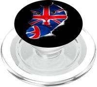 Kitten Union Jack British Flag Cat Peeking Through Design PopSockets PopGrip for MagSafe