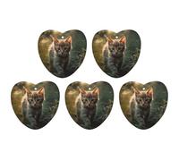 Kitten Walking on The Grass Car Air Freshener Hanging Incense Chips 5 Pack Automotive Scented Hanging Sheets for Car Home Auto Interior Decor Love Form,Gray-Style