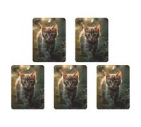 Kitten Walking on The Grass Car Air Freshener Hanging Incense Chips 5 Pack Automotive Scented Hanging Sheets for Car Home Auto Interior Decor Square,gray-style