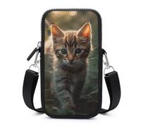 Kitten Walking on The Grass Cell Phone Bag with Detachable Strap, Aesthetic Mini Sling Bag Small Crossbody Bag for Phone