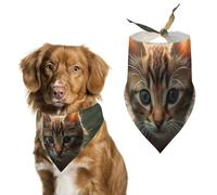 Kitten Walking on The Grass Dog Bandanas for Feeding Grooming, Triangle Pet Bibs for Cats & Dogs Washable Fashion Pets Scarf for Party Travel 27.6 X 11.8 Inch