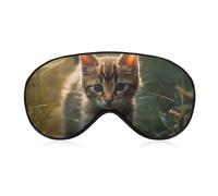 Kitten Walking on The Grass Eye Mask for Women & Men, Breathable & Adjustable Eye Cover, Ultra Soft Sleep Mask, Lightweight Travel Blindfold for Airplane, Nap, Night Sleeping
