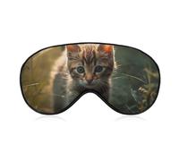 Kitten Walking on The Grass Sleep Mask for Women Men, Soft Eye Mask with Adjustable Strap for Sleeping, Light Blocking Travel Blindfold for Nap Comfortable Eye Cover for Home Office