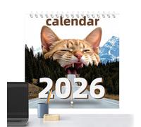 Kitten Wall Calendar 2026 - 21 x 21 cm Diary Paper Monthly Planner Charming Cat Illustrations with Luminous Seasons Creative Appointment Board for Home Office School Events and