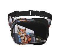 Kitten Wall Painting Pattern trendy fashionable waist bag, unisex travel sports messenger bag