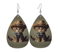 kitten wearing a hat Pattern teardrop earrings, fashionable earrings suitable for work/dating/vacation