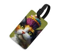 Kitten with Cupcake Luggage Tag Identify Labels Baggage Handbag Tags with Name Card for Travel