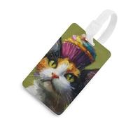 Kitten with Cupcake Luggage Tag Identify Labels Baggage Handbag Tags with Name Card for Travel