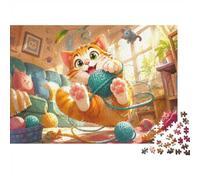 Kitten Yarn Play Jigsaw Puzzle 500 Pieces for Adults | 52x38cm Rigid Cardboard, Vibrant HD Colours, Tight Precision Fit, Dust Free, Relaxing Brain Exercise, Wall Art