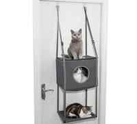 Kittenhangbed - Hangmat Vor Katten 40 x 34 cm, Verhoogde Rustplek Vor Binnenhuisdieren, Duurzame Opvouwbare Zitstok, Adjustable Seizoensligstoel, Zitting Gemonteerd Op De Deur Voor Ruimtebesparing En