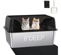 Kittenhood XL Extra Large Steel Litter Box 11.8" H Transparent Black