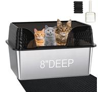 Kittenhood XL Extra Large Steel Litter Box 13.8" H Transparent Black
