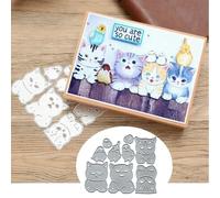 Kittens and Birds Cat Metal Die Cuts,Cute Cat Bird Chick Cutting Dies Cut Stencils for DIY Invitation Card Scrapbooking Album Decorative Embossing Paper Dies Card Making