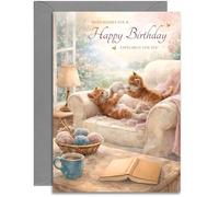 Kittens and Knitting Female Traditional Birthday Card for Women - A5 Size Card with Grey Envelope
