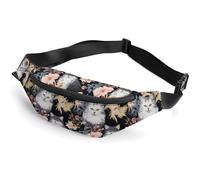Kittens Cat Flowers Butterfly Belt Bag Fanny Pack Crossbody Bags Waist Pack for Running Workout