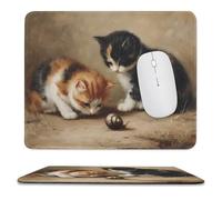 Kittens Cats Snails Tortoiseshell Mouse Pad Waterproof Ultra-Thin Non-Slip Rubber Base Square Mouse Mat Gaming Mousepad 9.8"x11.8"