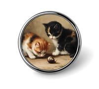 Kittens Cats Snails Tortoiseshell Round Enamel Brooch Pin Button Badges Decoration Hat Clothing Bag Accessories Gift Crafts