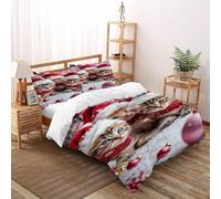 Kittens Christmas Bedding Set 3D Digital Printing Christmas Themes Duvet Cover Set 3 Pieces Chic Breathable Comforter Cover for Boys & Girls with Pillowcase Double（200x200cm）