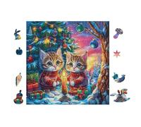 Kittens Christmas Cottage 100 Pieces Classic Jigsaw Puzzle Puzzle for Adults Concentration Training Wall Art Mental Exercise Halloween Thick Cardboard 28x28cm