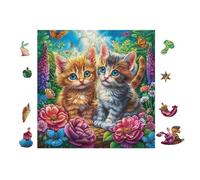 Kittens Flower Garden 100 Piece Jigsaw Puzzle Pack Teens Beginners Cognitive Development Puzzle Fans Group Play Anniversary Thick Cardboard 28x28cm