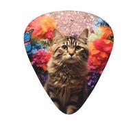Kittens in the flowers Guitar picks in thin, medium, and thick sizes, 12-piece set, suitable for electric guitar and various instruments