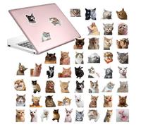 Kittens Stickers, 50 Adhesive Car Decals, Cat Stickers Cute Cat Stickers Waterproof, Funny Scrapbook Stickers for Water Bottle, Skateboard, Suitcase, Cell Phone