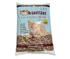 KittiLitt Premium 100% Natural Wood Pellet Cat Kitten Litter - Highly Absorbent Eco Friendly Pine Fresh Scented Low Odour Sustainable Softwood Woodbase Home Kitty Litter Tray Wooden Pellets - 30Ltr