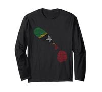 Kittitian Flag Map, Saint Kitts and Nevis in World Languages Long Sleeve T-Shirt
